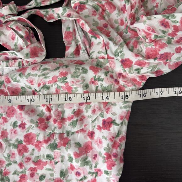 ASTR The Label Top Womens Small Floral Smocked Back Puff Sleeve Blouse Cottage - Picture 9 of 11